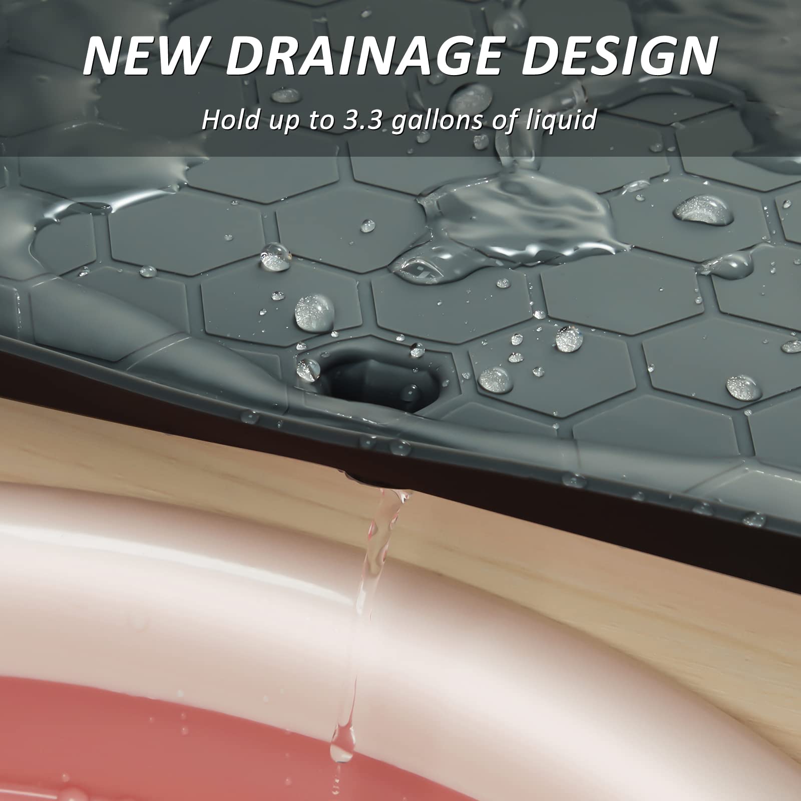 Waterproof Under Sink Mat, 34'' X 22'' Silicone Under Sink Liner Cabinet Mat Protector/Drips Leaks Spills Tray For Kitchen Bathr